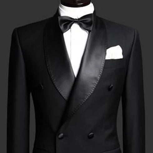Elegant Slim Fit Double Breasted Men’s Tuxedo Suit Set for Formal Weddings and Business Events – Includes Jacket and Pants in a Sophisticated Style